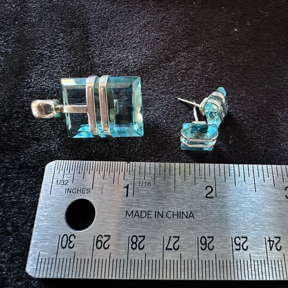 925 Silver and Aquamarine Jewelry Set - Picture 3 of 4